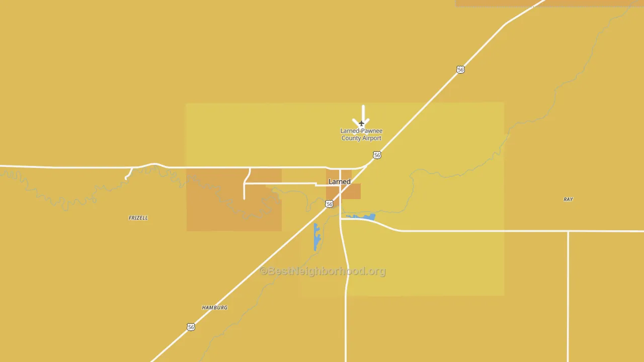 Map of the best neighborhoods in the 67550 area, with better matches in green and worse matches in red
