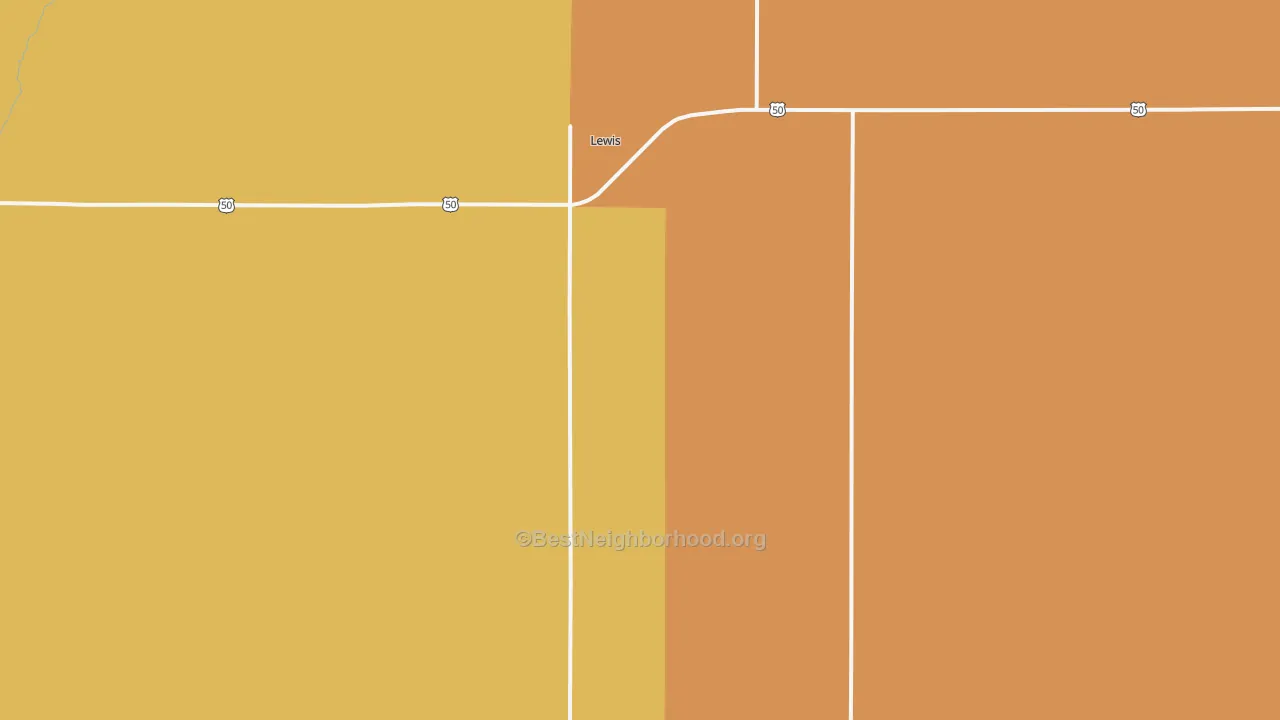 Map of the best neighborhoods in the 67552 area, with better matches in green and worse matches in red