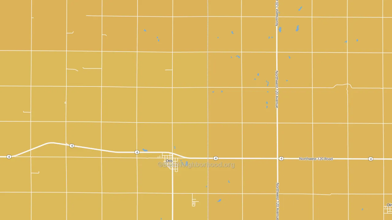 Map of the best neighborhoods in the 67565 area, with better matches in green and worse matches in red