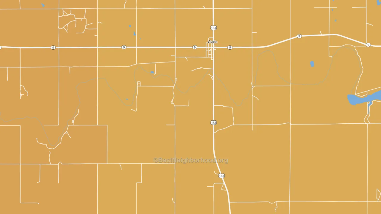 Map of the best neighborhoods in the 67639 area, with better matches in green and worse matches in red