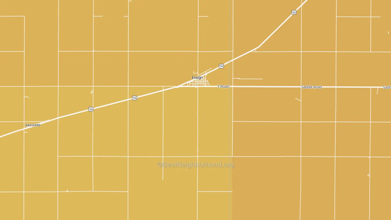 Map of the best neighborhoods in the 67841 area, with better matches in green and worse matches in red