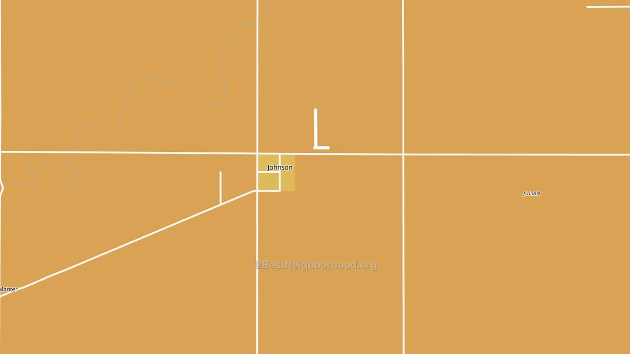 Map of the best neighborhoods in the 67855 area, with better matches in green and worse matches in red