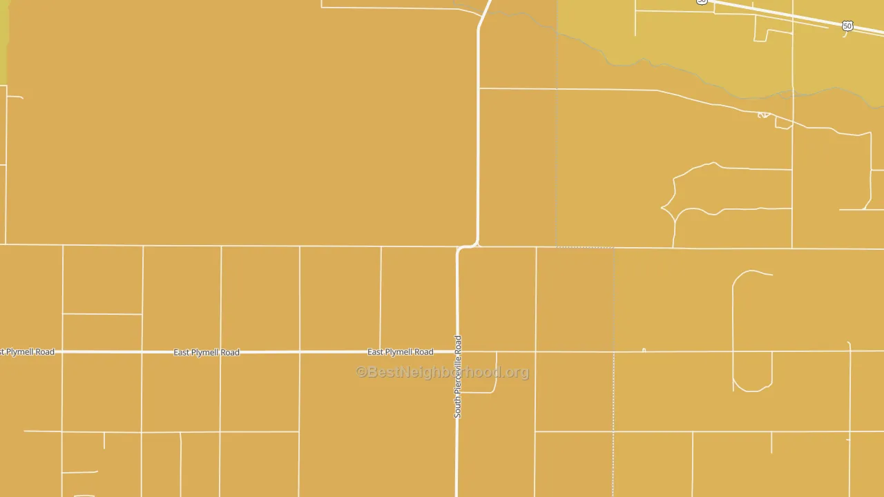 Map of the best neighborhoods in the 67868 area, with better matches in green and worse matches in red