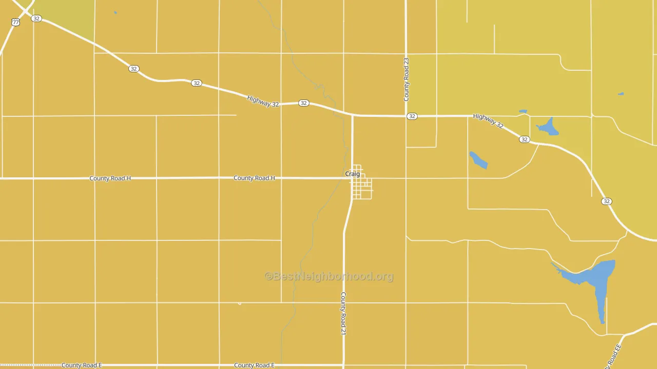 Map of the best neighborhoods in the 68019 area, with better matches in green and worse matches in red