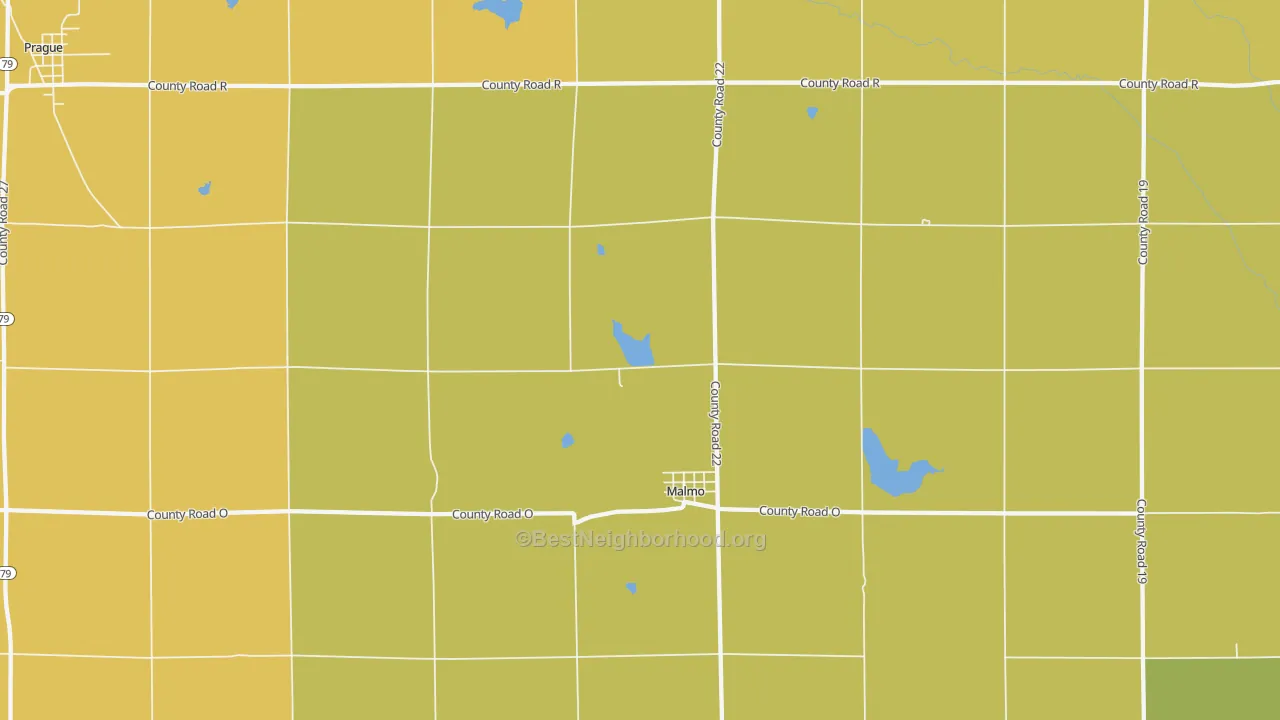 Map of the best neighborhoods in the 68040 area, with better matches in green and worse matches in red