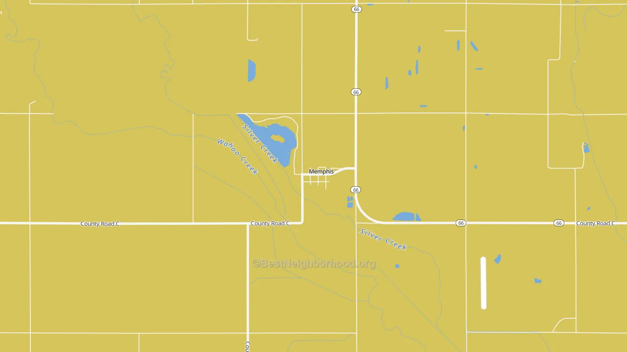 Map of the best neighborhoods in the 68042 area, with better matches in green and worse matches in red