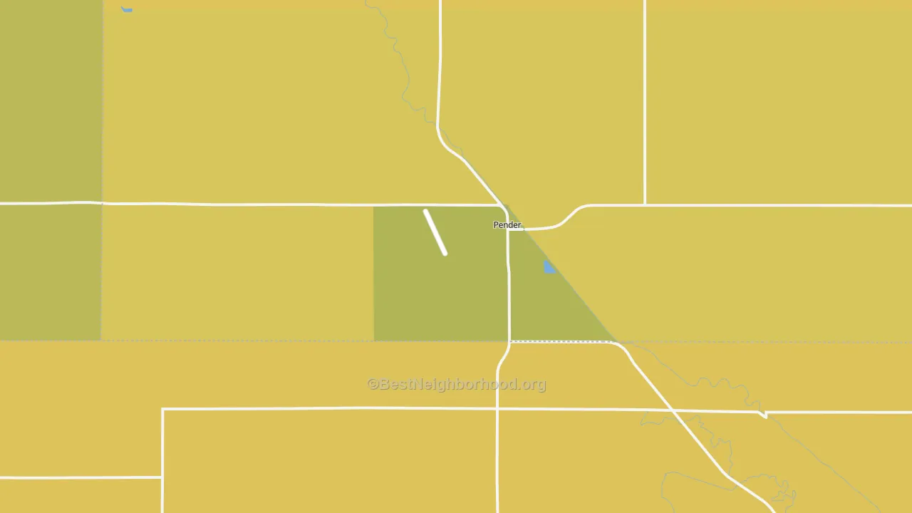 Map of the best neighborhoods in the 68047 area, with better matches in green and worse matches in red