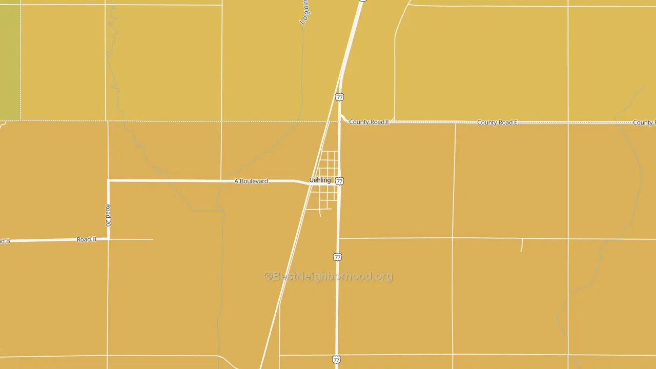 Map of the best neighborhoods in the 68063 area, with better matches in green and worse matches in red