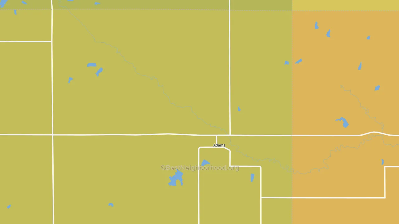 Map of the best neighborhoods in the 68301 area, with better matches in green and worse matches in red