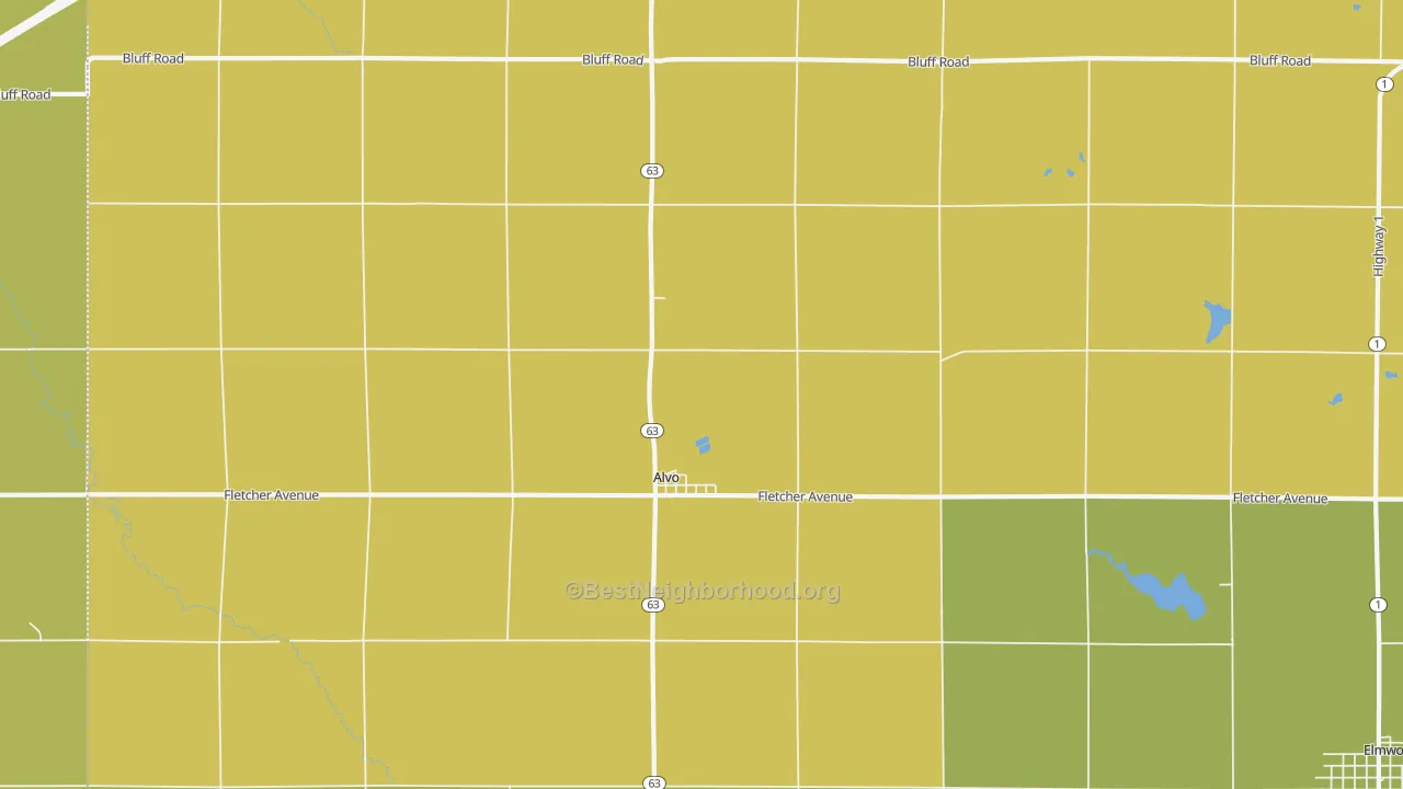 Map of the best neighborhoods in the 68304 area, with better matches in green and worse matches in red