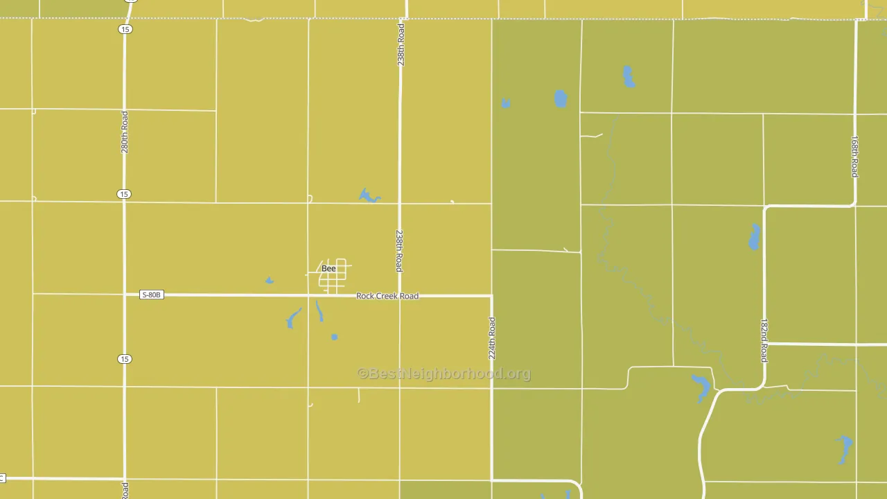 Map of the best neighborhoods in the 68314 area, with better matches in green and worse matches in red