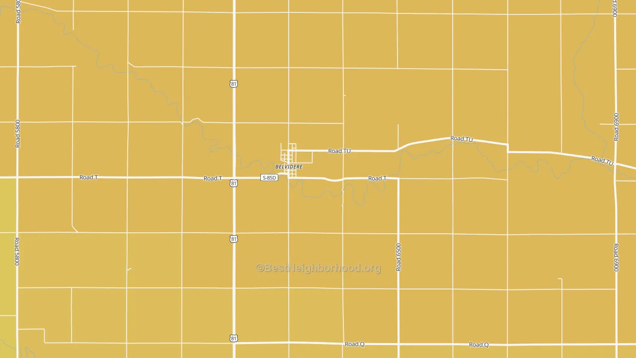 Map of the best neighborhoods in the 68315 area, with better matches in green and worse matches in red
