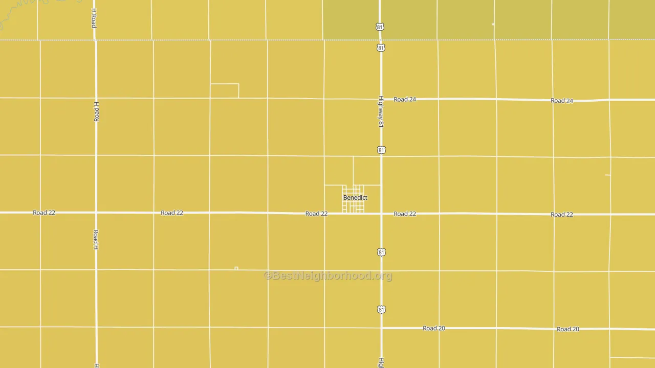 Map of the best neighborhoods in the 68316 area, with better matches in green and worse matches in red
