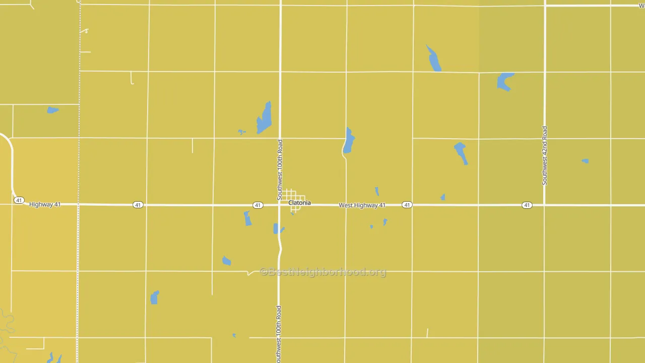 Map of the best neighborhoods in the 68328 area, with better matches in green and worse matches in red