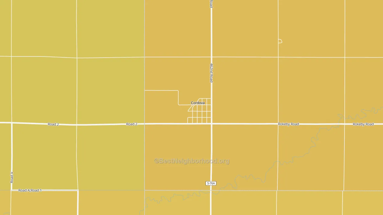 Map of the best neighborhoods in the 68330 area, with better matches in green and worse matches in red