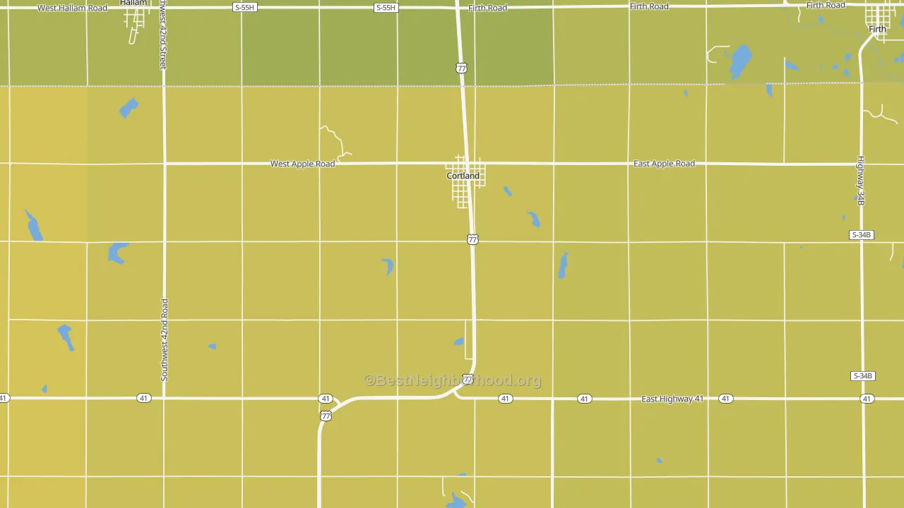 Map of the best neighborhoods in the 68331 area, with better matches in green and worse matches in red
