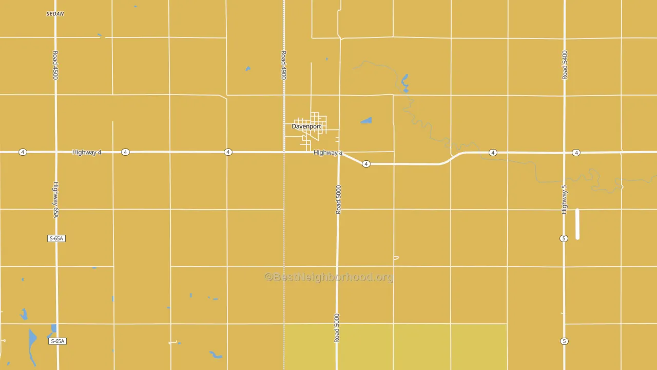 Map of the best neighborhoods in the 68335 area, with better matches in green and worse matches in red