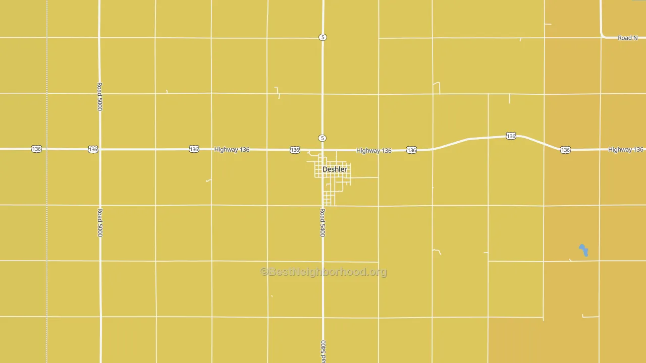 Map of the best neighborhoods in the 68340 area, with better matches in green and worse matches in red