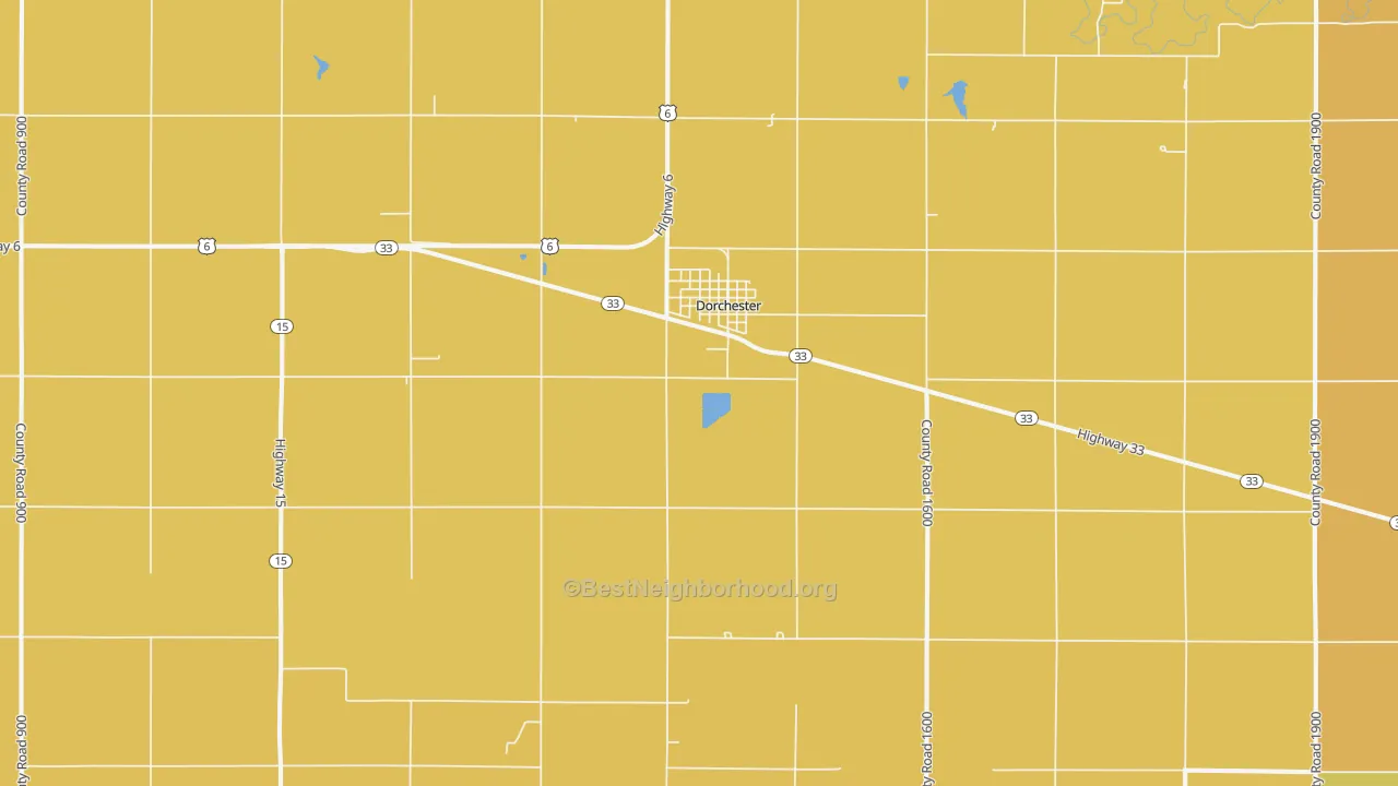 Map of the best neighborhoods in the 68343 area, with better matches in green and worse matches in red