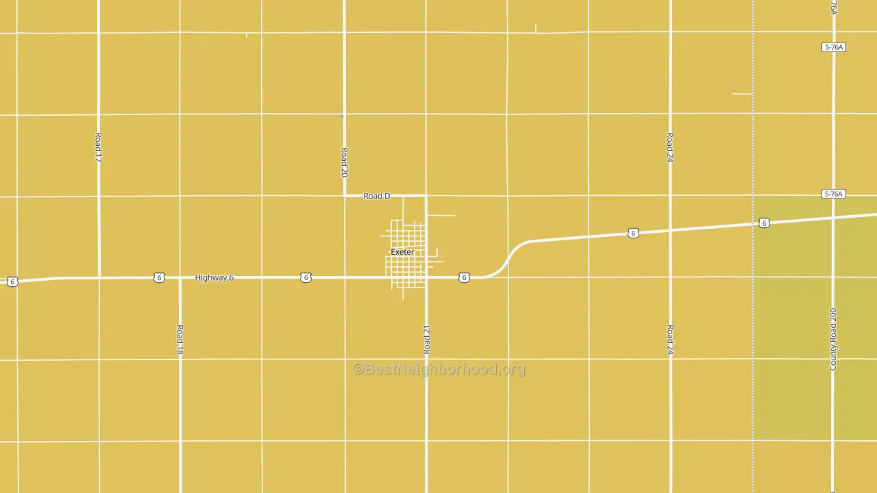 Map of the best neighborhoods in the 68351 area, with better matches in green and worse matches in red