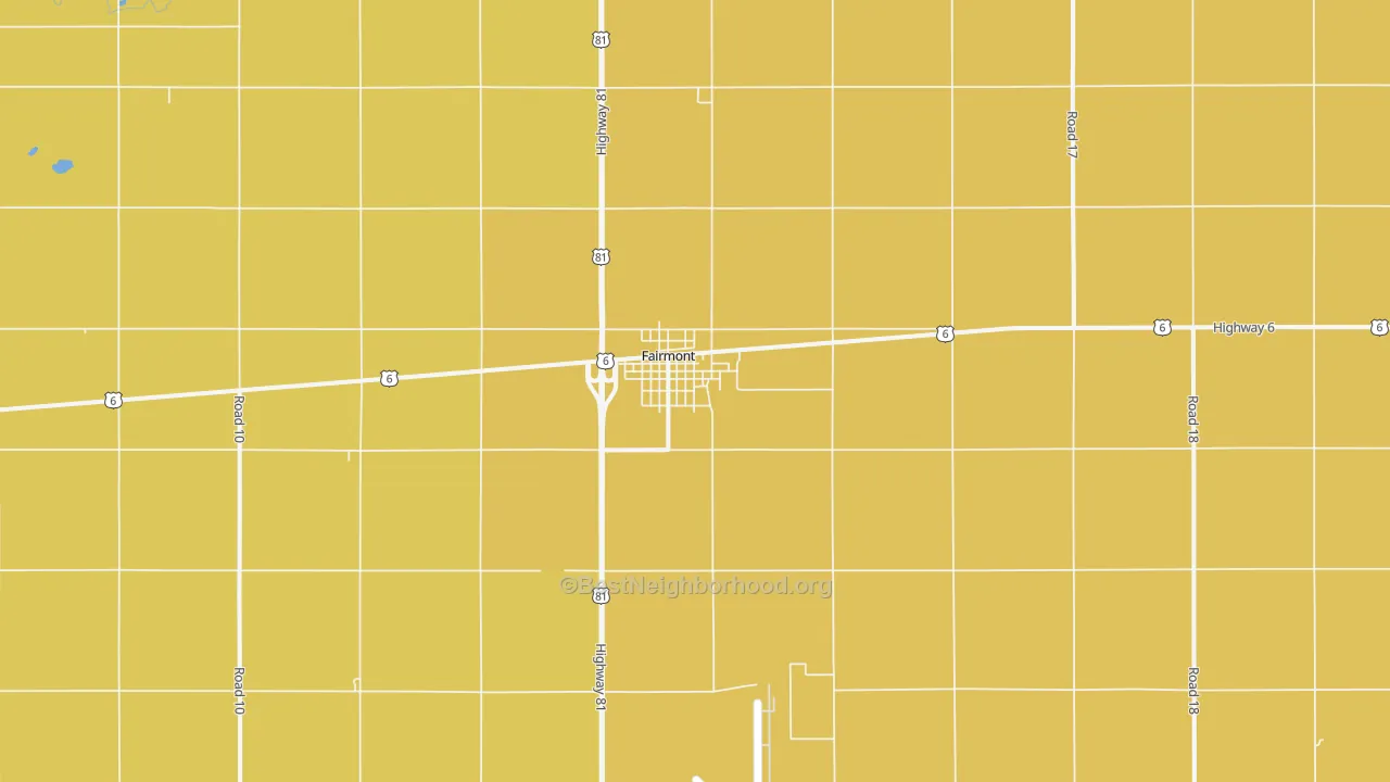 Map of the best neighborhoods in the 68354 area, with better matches in green and worse matches in red