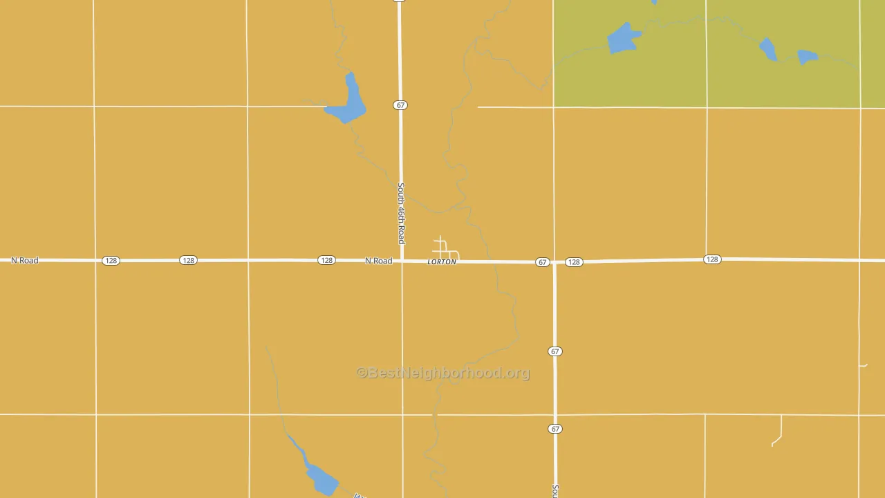 Map of the best neighborhoods in the 68382 area, with better matches in green and worse matches in red