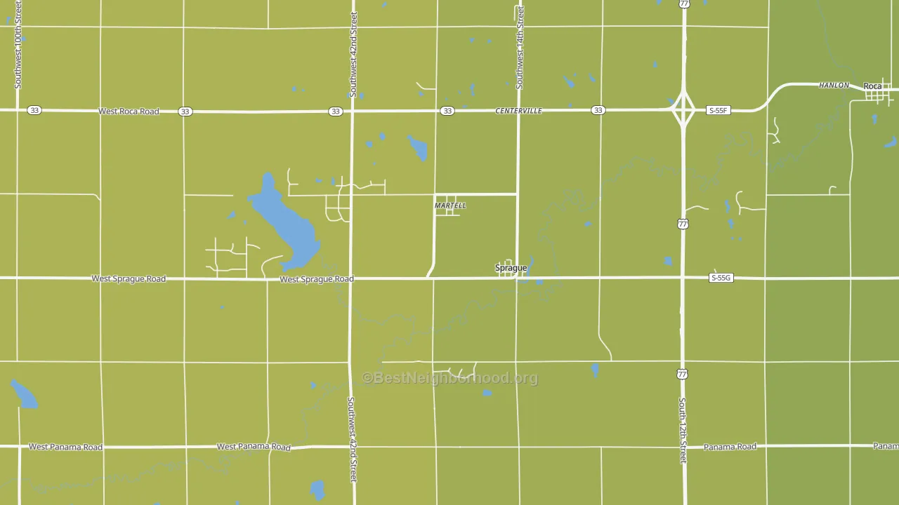 Map of the best neighborhoods in the 68404 area, with better matches in green and worse matches in red