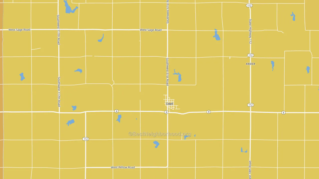 Map of the best neighborhoods in the 68415 area, with better matches in green and worse matches in red