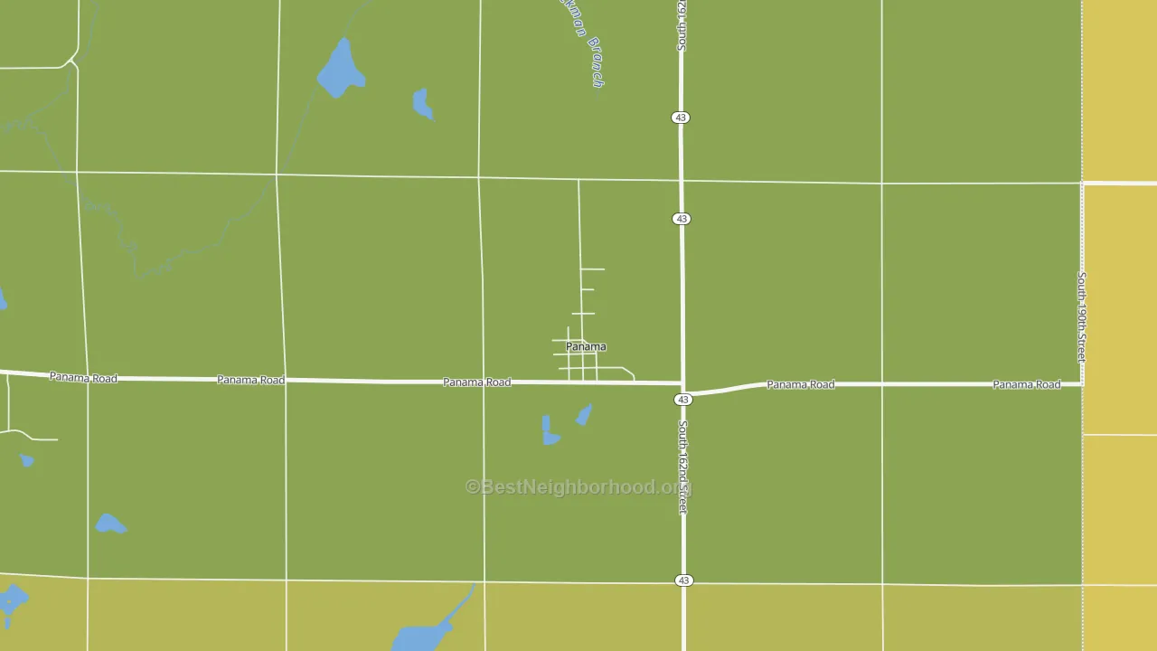 Map of the best neighborhoods in the 68419 area, with better matches in green and worse matches in red