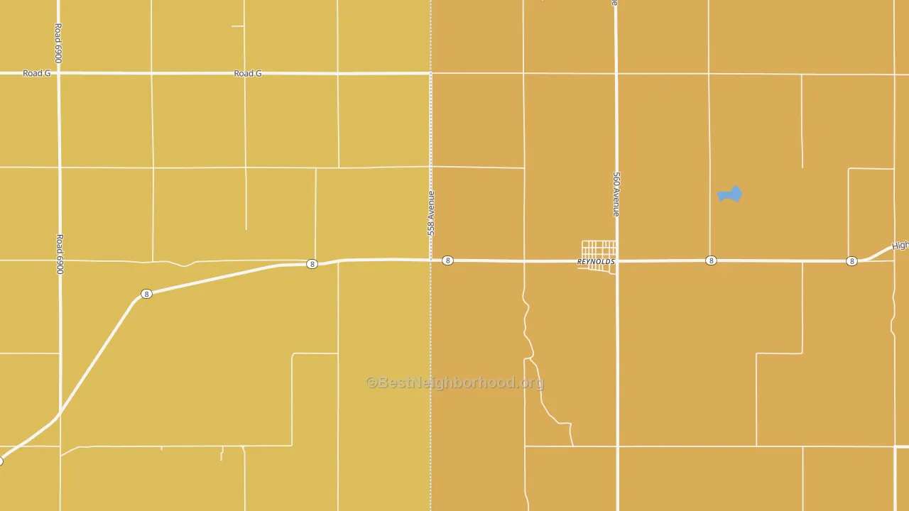 Map of the best neighborhoods in the 68429 area, with better matches in green and worse matches in red