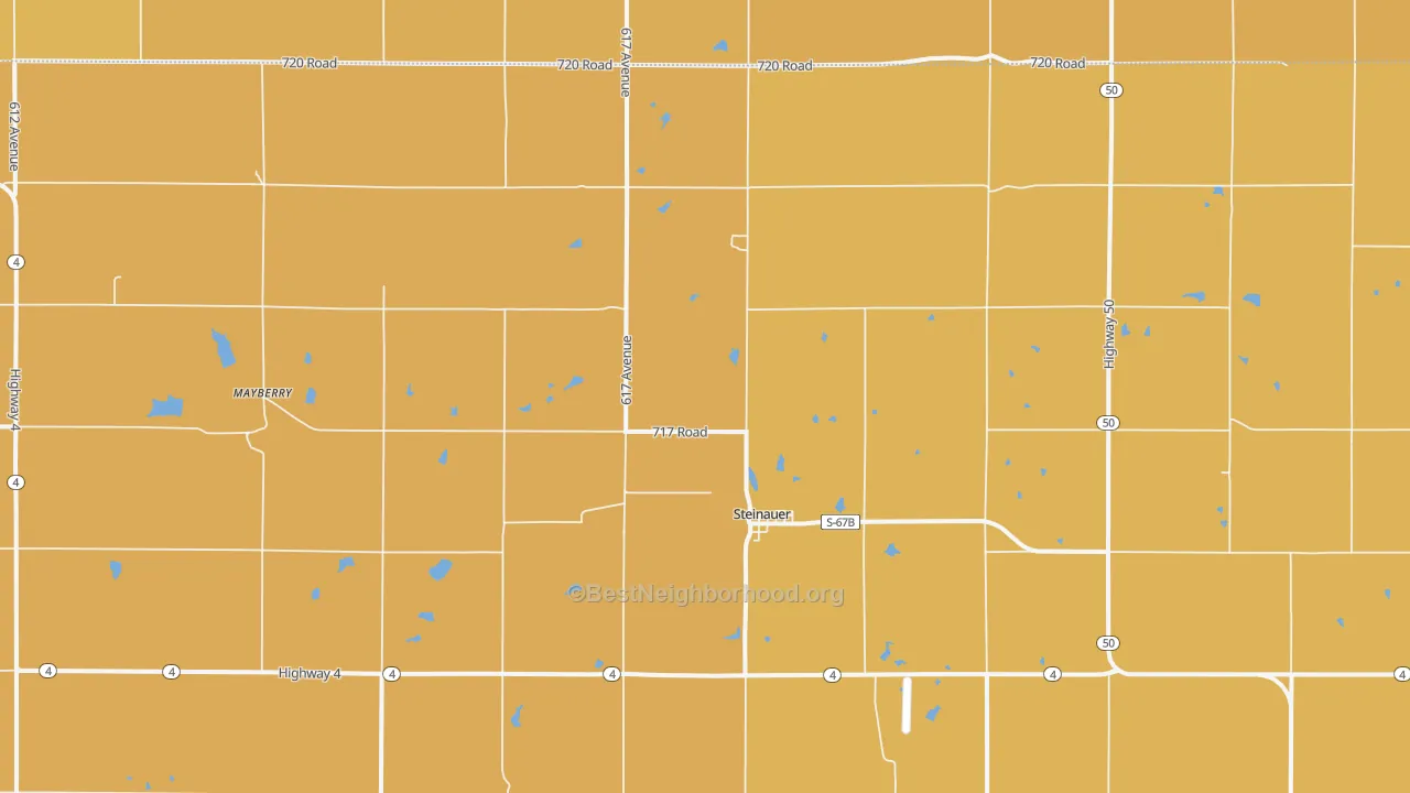 Map of the best neighborhoods in the 68441 area, with better matches in green and worse matches in red