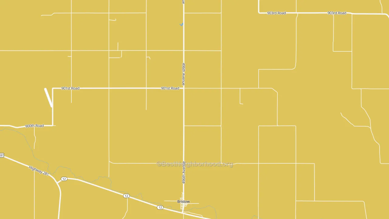 Map of the best neighborhoods in the 68719 area, with better matches in green and worse matches in red