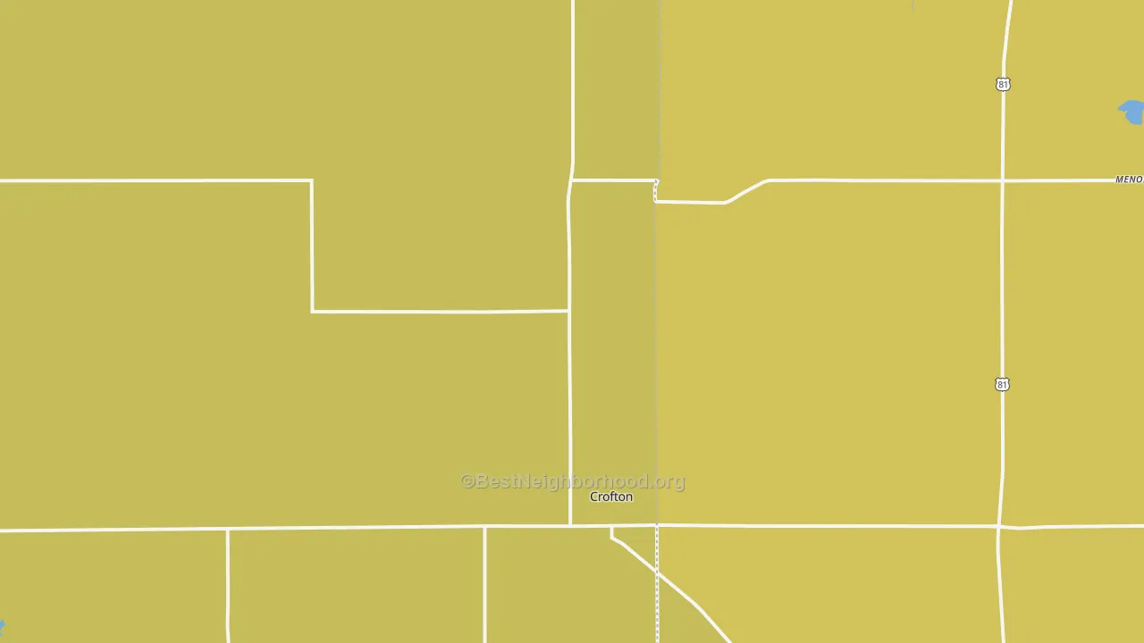 Map of the best neighborhoods in the 68730 area, with better matches in green and worse matches in red