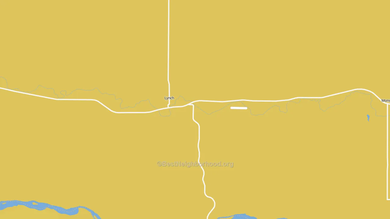 Map of the best neighborhoods in the 68746 area, with better matches in green and worse matches in red