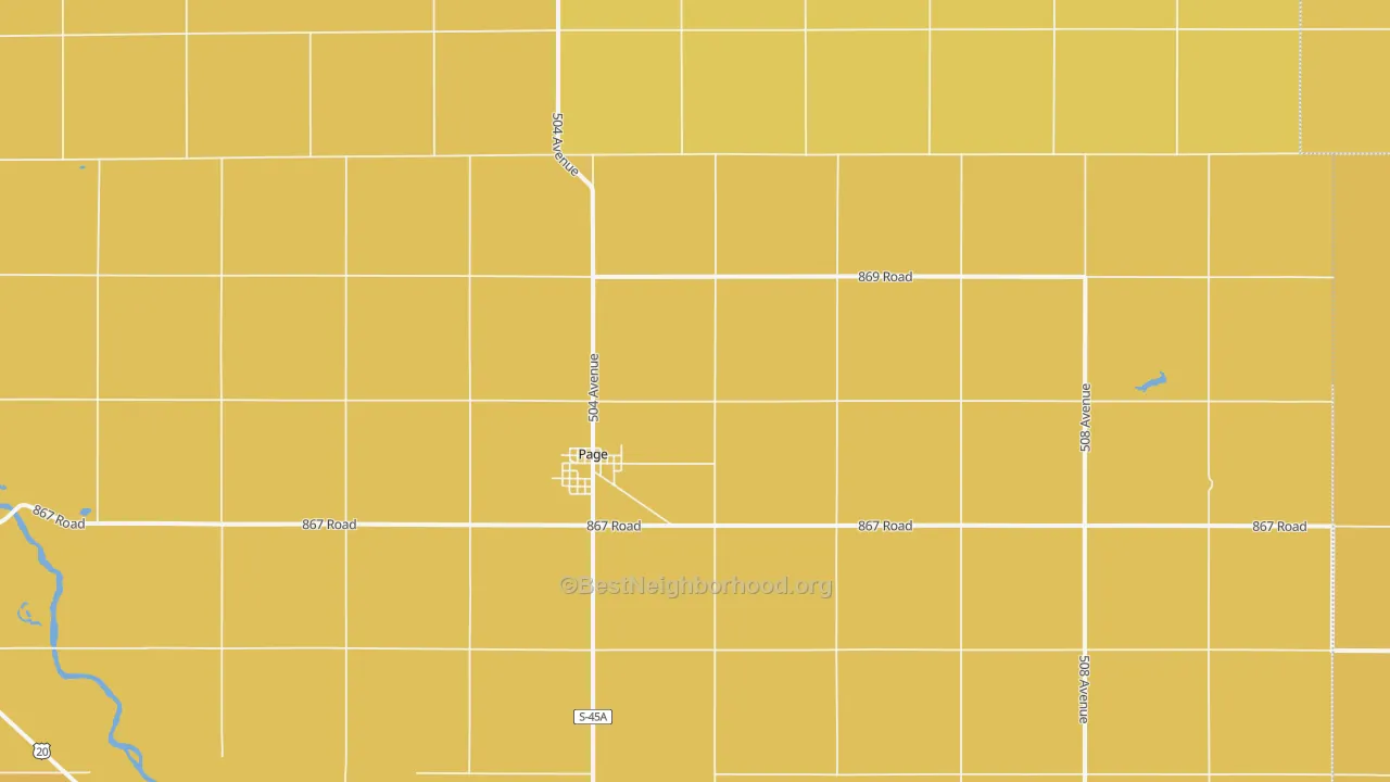 Map of the best neighborhoods in the 68766 area, with better matches in green and worse matches in red