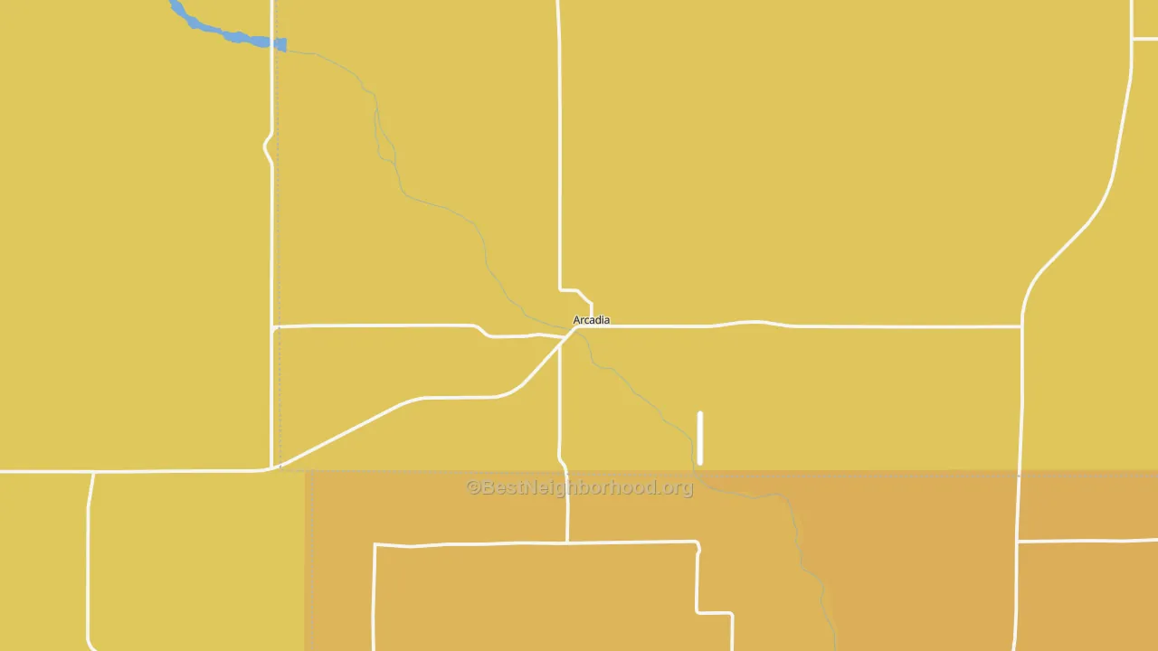 Map of the best neighborhoods in the 68815 area, with better matches in green and worse matches in red