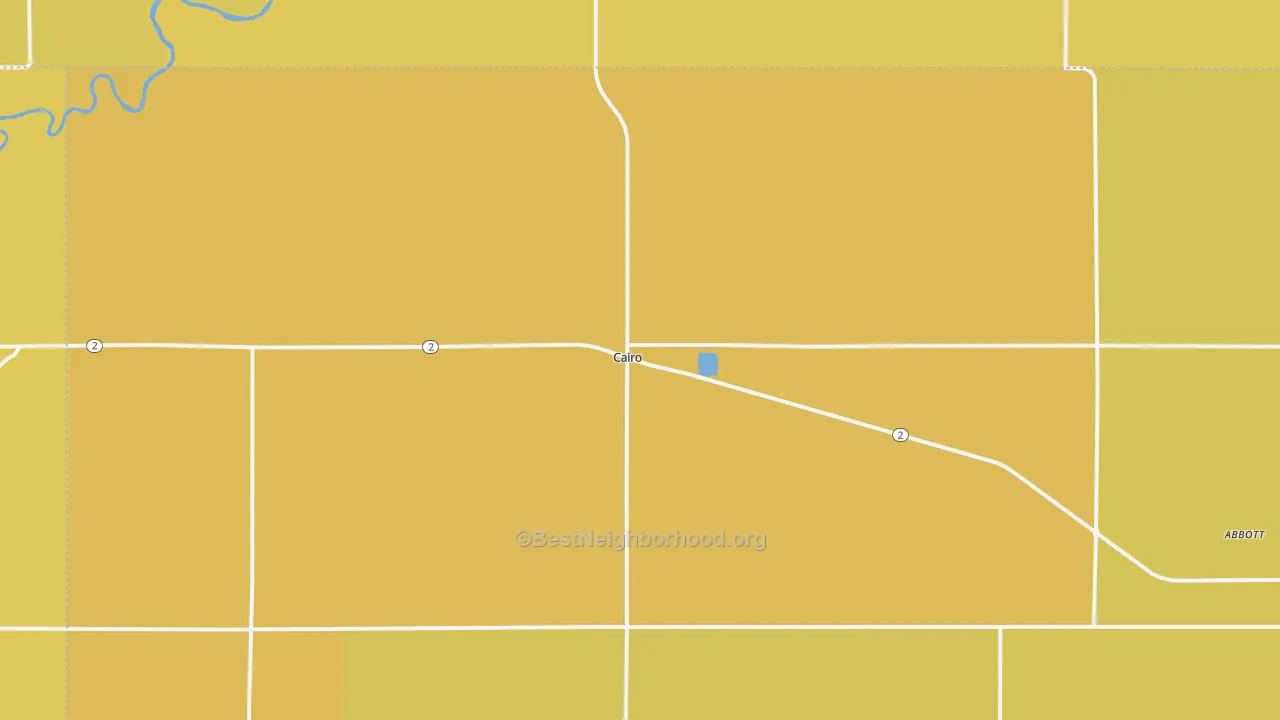 Map of the best neighborhoods in the 68824 area, with better matches in green and worse matches in red