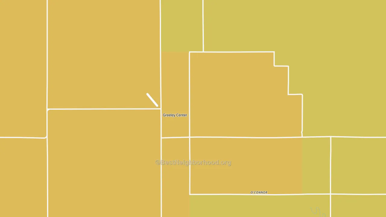 Map of the best neighborhoods in the 68842 area, with better matches in green and worse matches in red