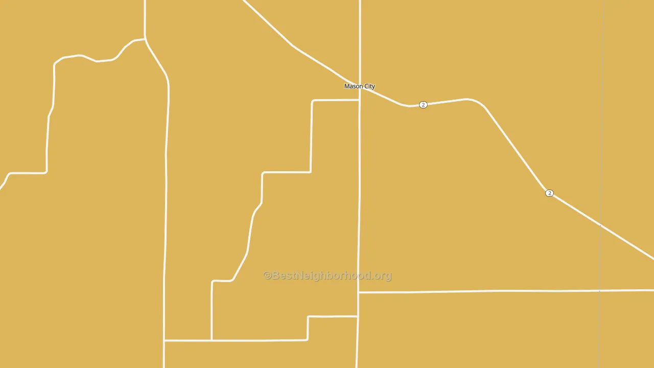 Map of the best neighborhoods in the 68855 area, with better matches in green and worse matches in red