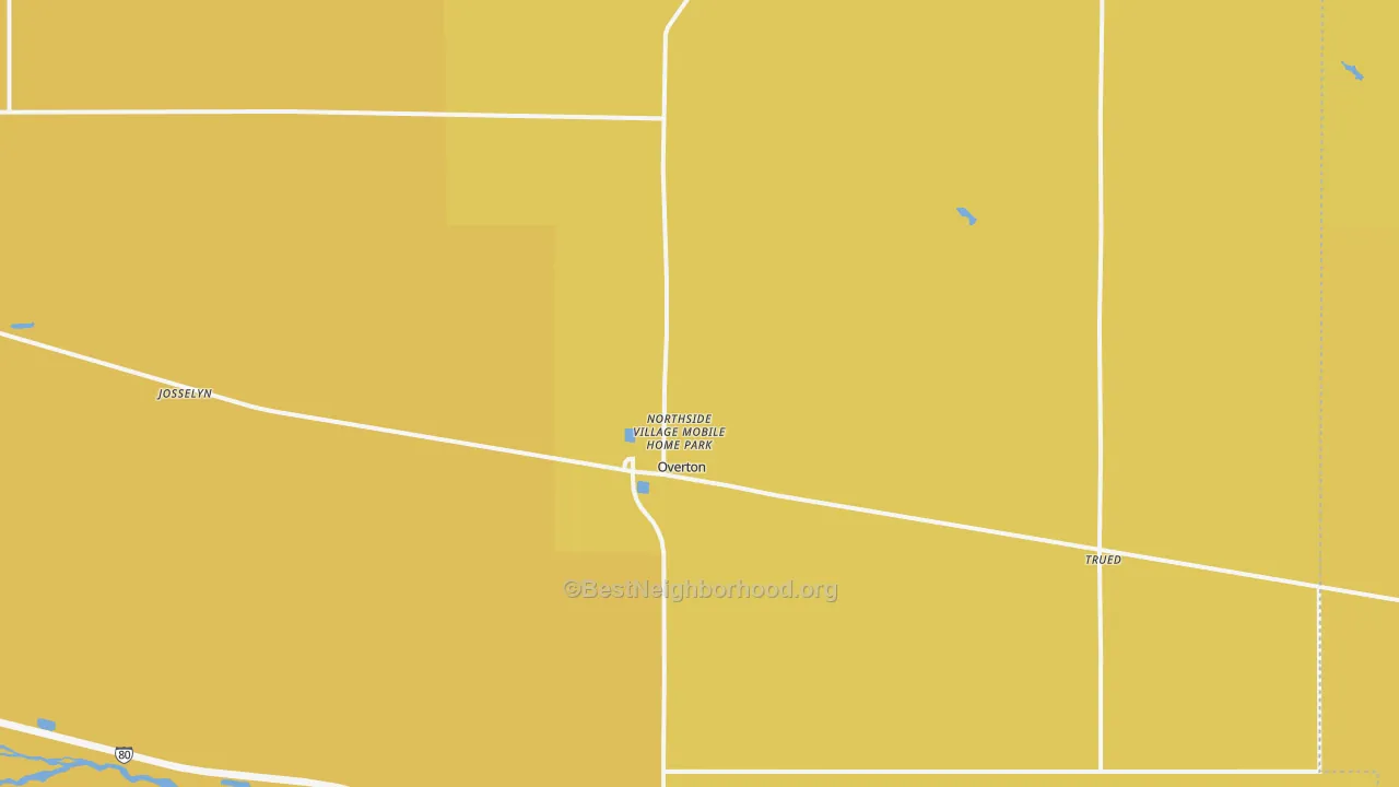 Map of the best neighborhoods in the 68863 area, with better matches in green and worse matches in red