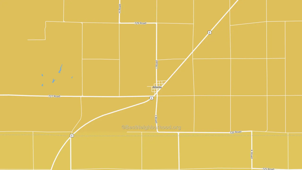 Map of the best neighborhoods in the 68923 area, with better matches in green and worse matches in red