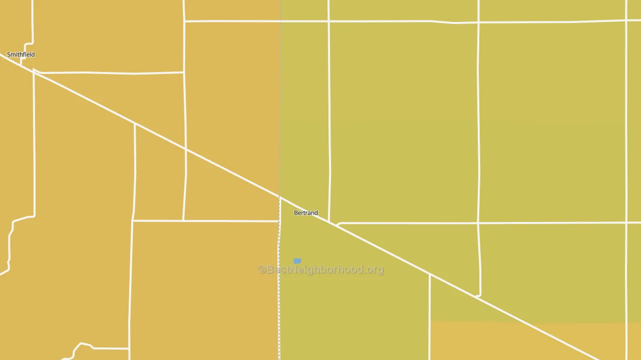 Map of the best neighborhoods in the 68927 area, with better matches in green and worse matches in red