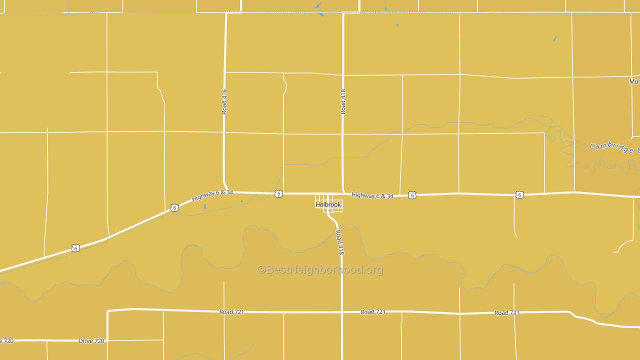 Map of the best neighborhoods in the 68948 area, with better matches in green and worse matches in red