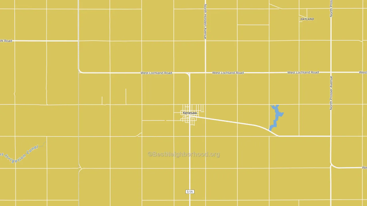Map of the best neighborhoods in the 68956 area, with better matches in green and worse matches in red