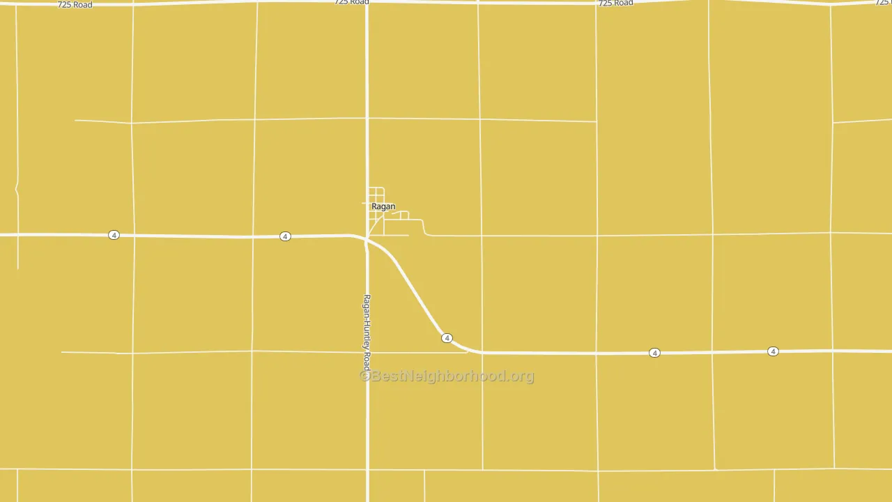 Map of the best neighborhoods in the 68969 area, with better matches in green and worse matches in red