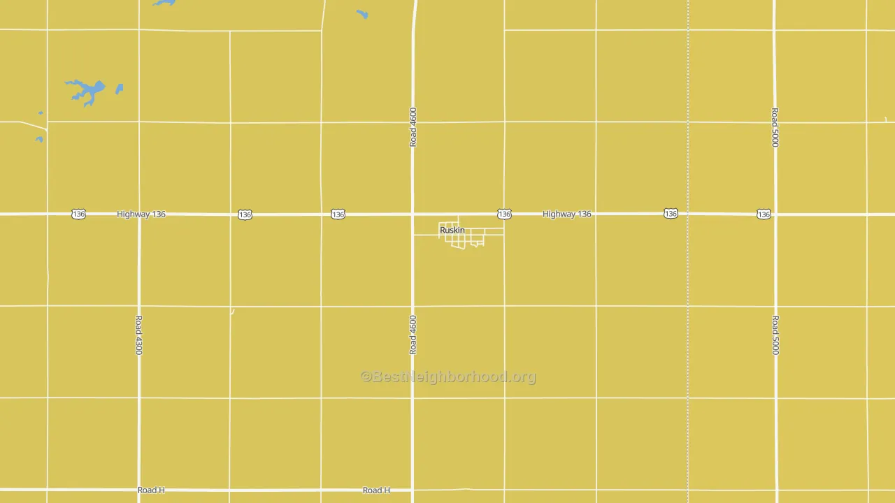 Map of the best neighborhoods in the 68974 area, with better matches in green and worse matches in red