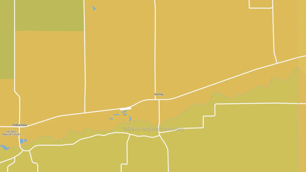 Map of the best neighborhoods in the 69020 area, with better matches in green and worse matches in red