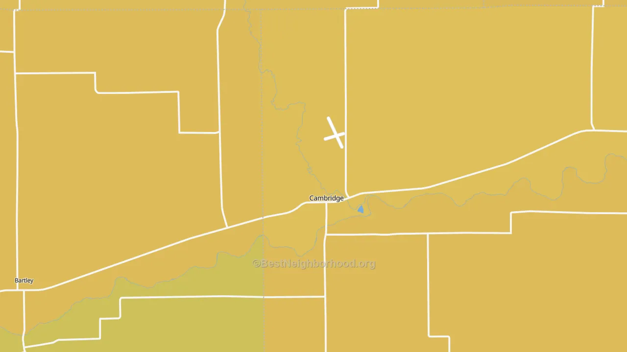 Map of the best neighborhoods in the 69022 area, with better matches in green and worse matches in red