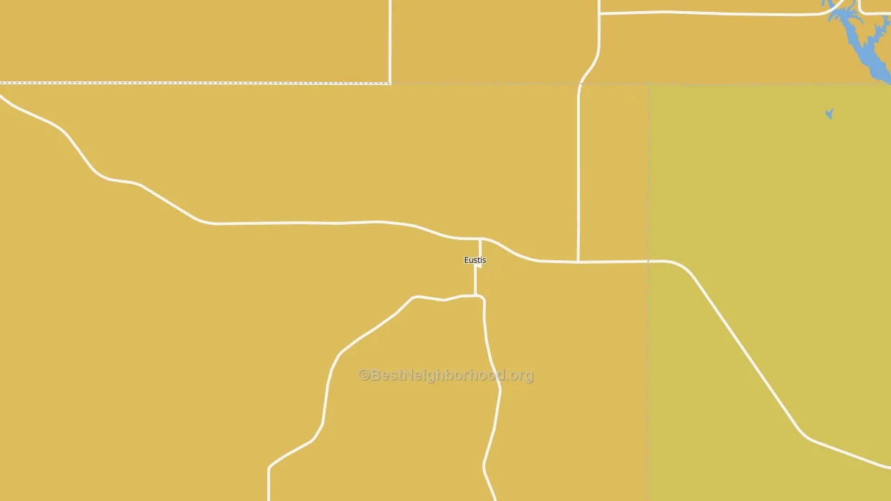 Map of the best neighborhoods in the 69028 area, with better matches in green and worse matches in red
