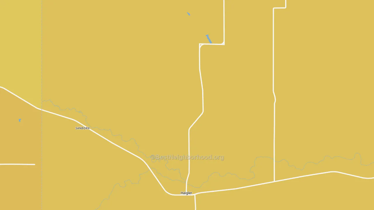 Map of the best neighborhoods in the 69030 area, with better matches in green and worse matches in red